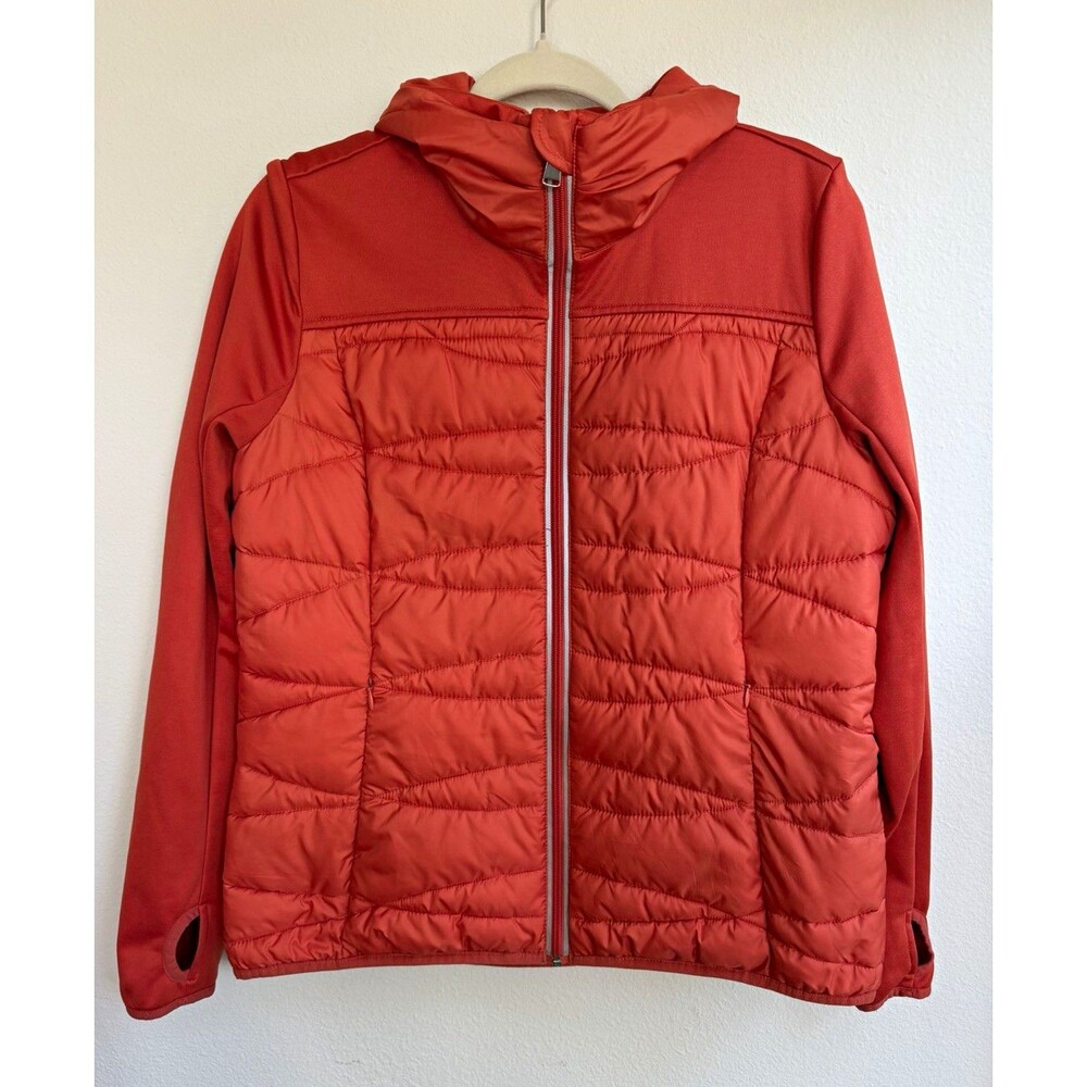 Everlast Women’s Red/Orange Hooded Full Zip Quilted Puffer Jacket Size L